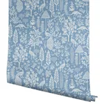 Rifle Paper Co. Menagerie Toile - Light Blue Wallpaper | Buy Online Rifle Paper Co. Menagerie Toile wallpaper, color Light Blue, SKU RP7370