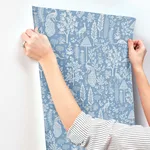 Rifle Paper Co. Menagerie Toile - Light Blue Wallpaper | Buy Online Rifle Paper Co. Menagerie Toile wallpaper, color Light Blue, SKU RP7370