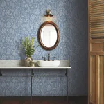 Rifle Paper Co. Menagerie Toile - Light Blue Wallpaper | Buy Online Rifle Paper Co. Menagerie Toile wallpaper, color Light Blue, SKU RP7370