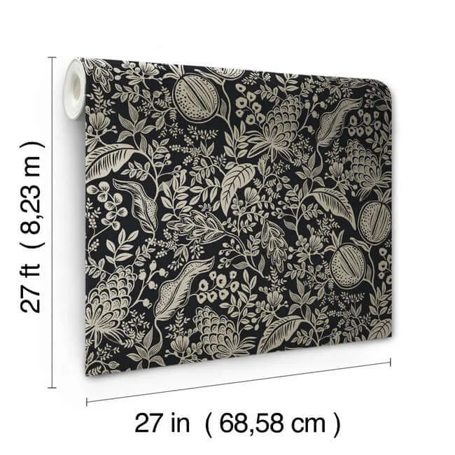 Rifle Paper Co. Pomegranate - Black Wallpaper | Buy Online Rifle Paper Co. Pomegranate wallpaper, color Black, SKU RP7389