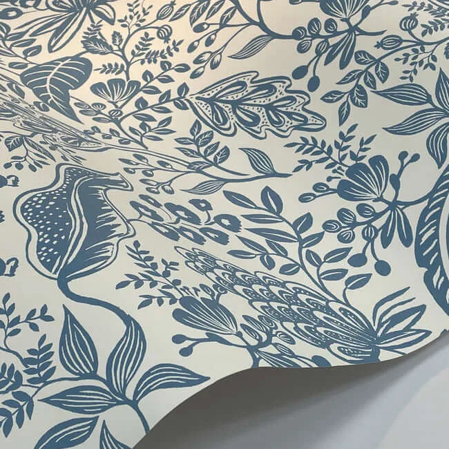 Rifle Paper Co. Pomegranate - White & Blue Wallpaper | Buy Online Rifle Paper Co. Pomegranate wallpaper, color White & Blue, SKU RP7390