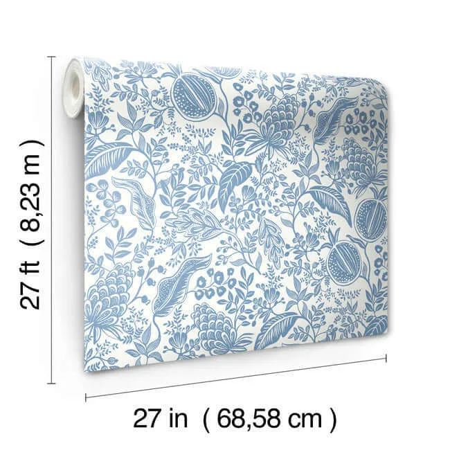 Rifle Paper Co. Pomegranate - White & Blue Wallpaper | Buy Online Rifle Paper Co. Pomegranate wallpaper, color White & Blue, SKU RP7390