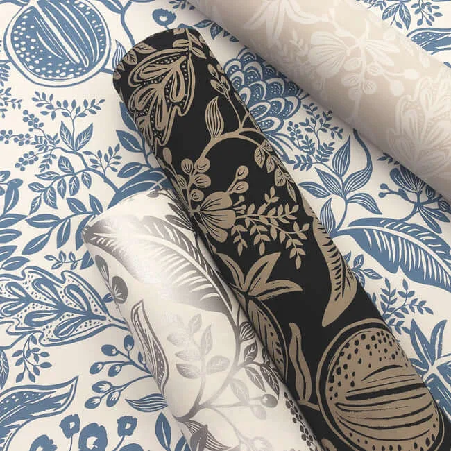 Rifle Paper Co. Pomegranate - White & Blue Wallpaper | Buy Online Rifle Paper Co. Pomegranate wallpaper, color White & Blue, SKU RP7390