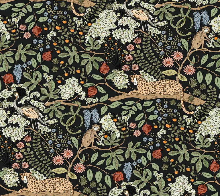 Rifle Paper Co. Safari wallpaper, color Black, SKU PSW1680RL
