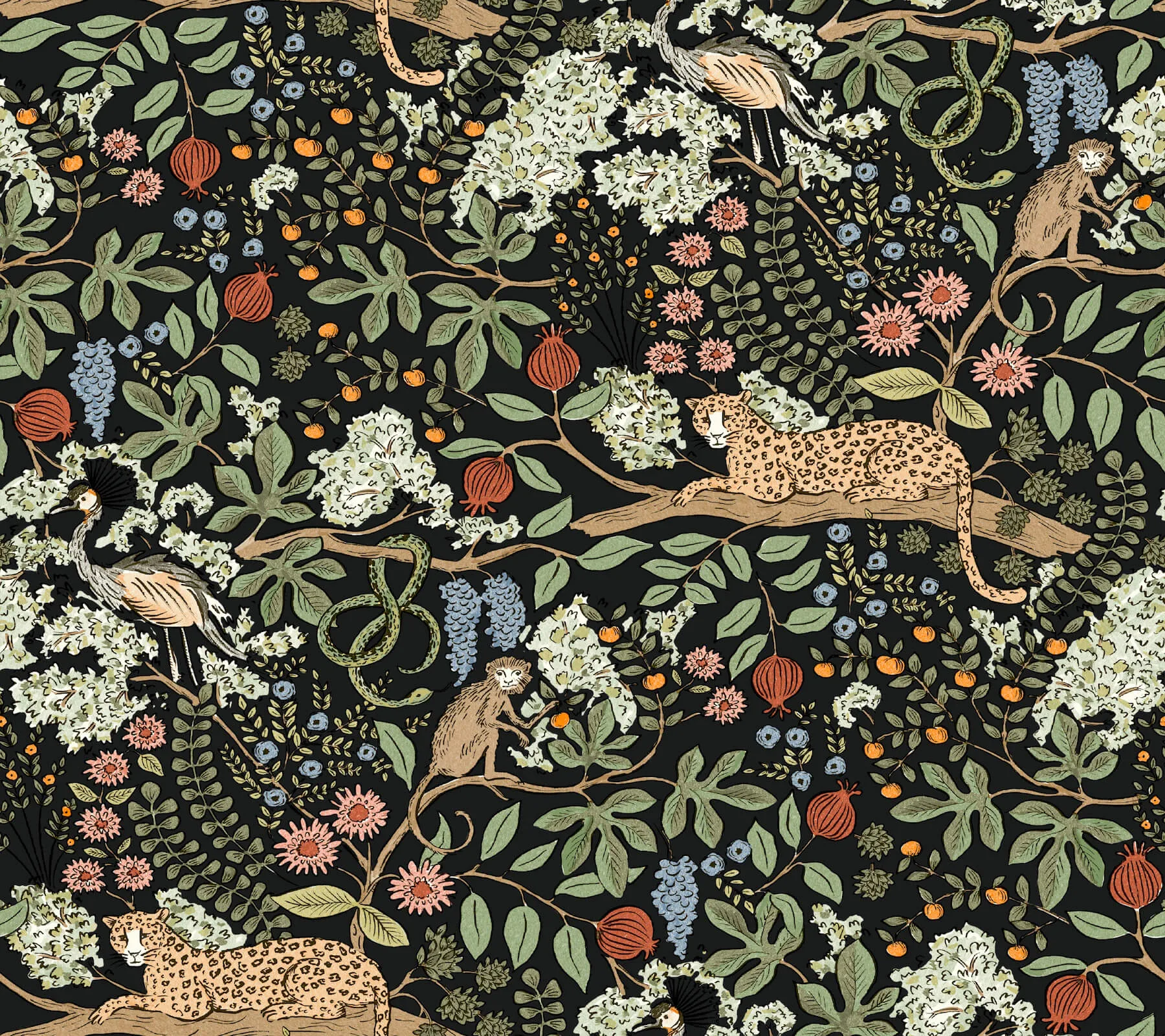 Rifle Paper Co. Safari wallpaper, color Black, SKU PSW1680RL