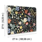 Rifle Paper Co. Strawberry Fields - Black & Green Wallpaper | Buy Online Rifle Paper Co. Strawberry Fields wallpaper, color Black & Green, SKU RP7355