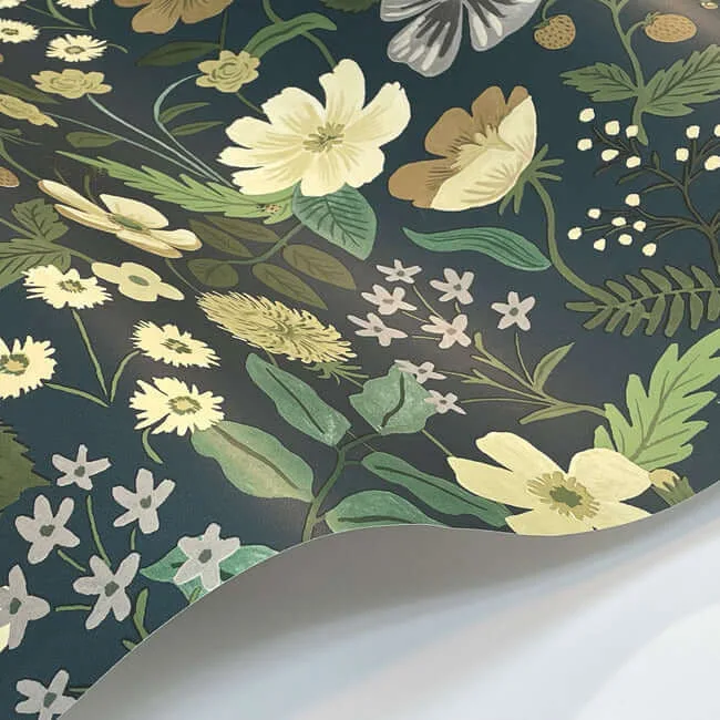 Rifle Paper Co. Strawberry Fields wallpaper, color Blue & Green, SKU RP7359