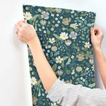 Rifle Paper Co. Strawberry Fields wallpaper, color Blue & Green, SKU RP7359