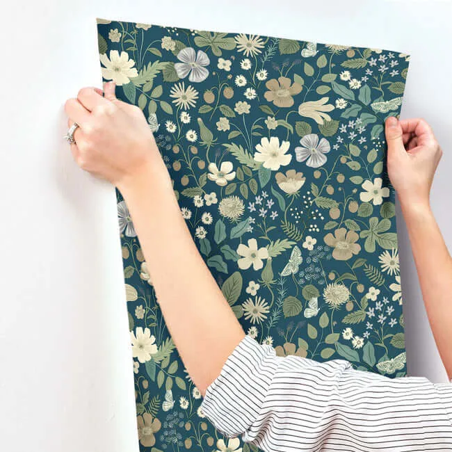 Rifle Paper Co. Strawberry Fields wallpaper, color Blue & Green, SKU RP7359