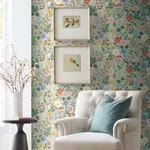 Rifle Paper Co. Strawberry Fields - Green & Pink Wallpaper | Buy Online Rifle Paper Co. Strawberry Fields wallpaper, color Green & Pink, SKU RP7356
