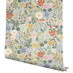 Rifle Paper Co. Strawberry Fields - Green & Pink Wallpaper | Buy Online Rifle Paper Co. Strawberry Fields wallpaper, color Green & Pink, SKU RP7356