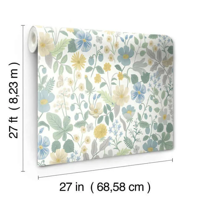 Rifle Paper Co. Strawberry Fields - White & Green Wallpaper | Buy Online Rifle Paper Co. Strawberry Fields wallpaper, color White & Green, SKU RP7357