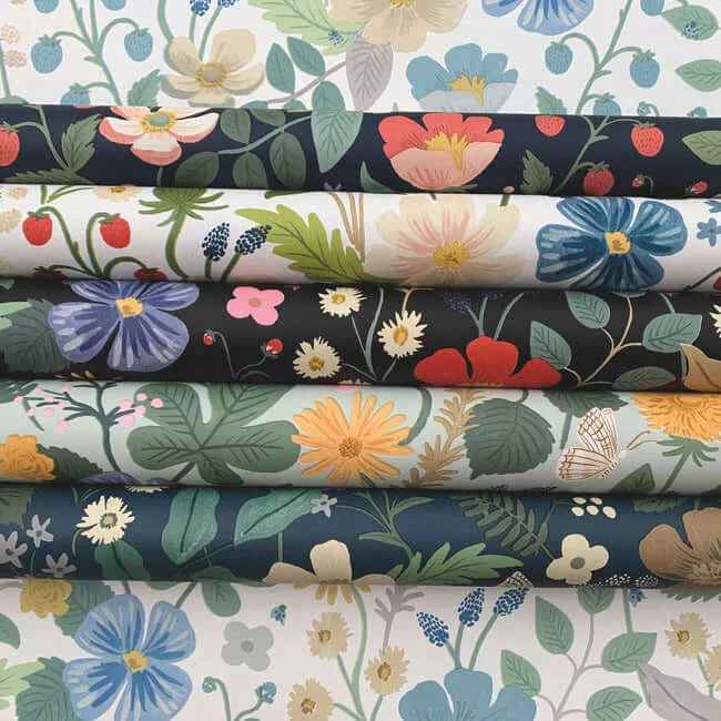 Rifle Paper Co. Strawberry Fields - White & Green Wallpaper | Buy Online Rifle Paper Co. Strawberry Fields wallpaper, color White & Green, SKU RP7357