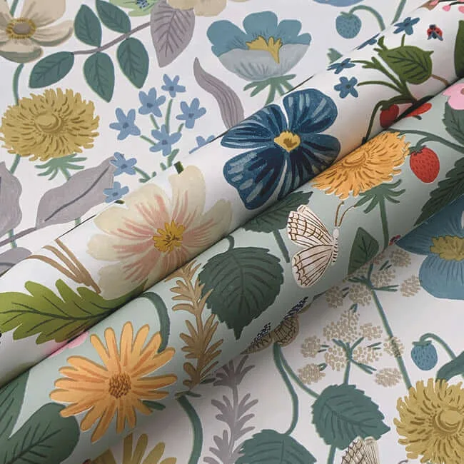 Rifle Paper Co. Strawberry Fields - White & Red Wallpaper | Buy Online Rifle Paper Co. Strawberry Fields wallpaper, color White & Red, SKU RP7354