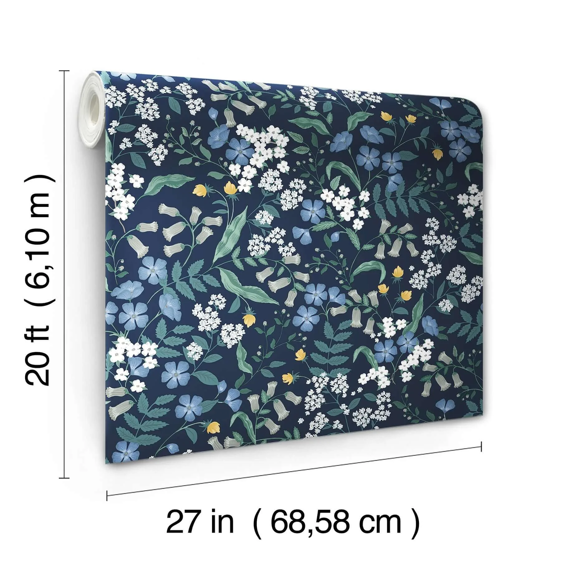 Rifle Paper Co. Sweetbrier wallpaper, color Navy, SKU PSW1544RL