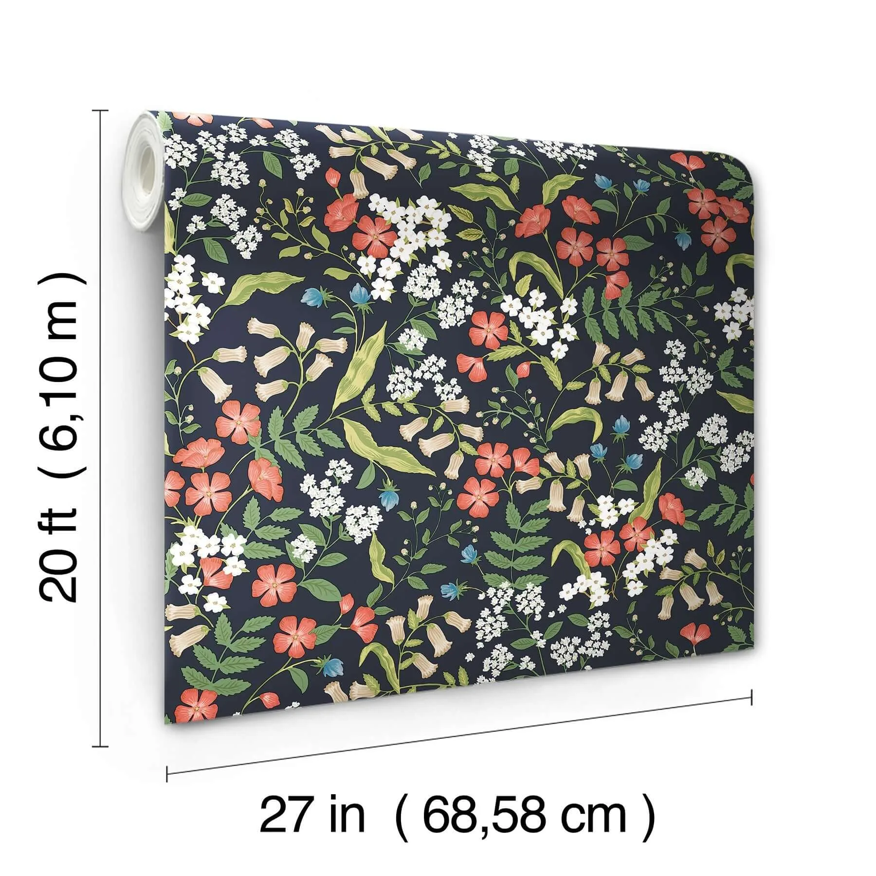 Rifle Paper Co. Sweetbrier - Black Wallpaper | Buy Online Rifle Paper Co. Sweetbrier wallpaper, color Black, SKU PSW1549RL
