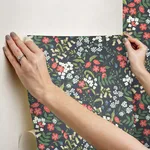 Rifle Paper Co. Sweetbrier - Black Wallpaper | Buy Online Rifle Paper Co. Sweetbrier wallpaper, color Black, SKU PSW1549RL
