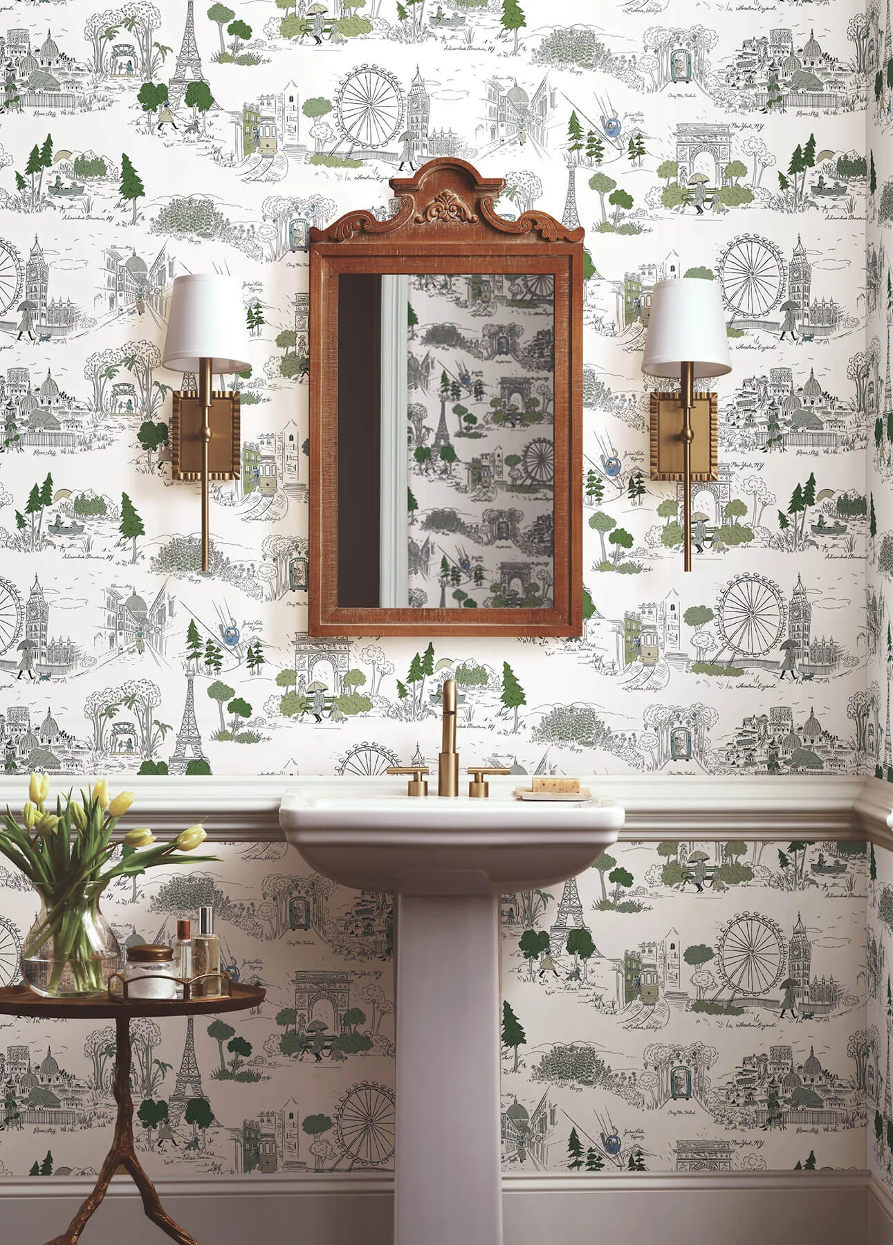 Rifle Paper Co. Travel Sketches wallpaper, color Blue, SKU PSW1682RL