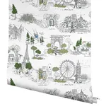 Rifle Paper Co. Travel Sketches - Blue Wallpaper | Buy Online Rifle Paper Co. Travel Sketches wallpaper, color Blue, SKU PSW1682RL