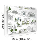 Rifle Paper Co. Travel Sketches - Blue Wallpaper | Buy Online Rifle Paper Co. Travel Sketches wallpaper, color Blue, SKU PSW1682RL