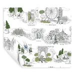 Rifle Paper Co. Travel Sketches - Blue Wallpaper | Buy Online Rifle Paper Co. Travel Sketches wallpaper, color Blue, SKU PSW1682RL