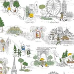 Rifle Paper Co. Travel Sketches - Yellow Wallpaper | Buy Online Rifle Paper Co. Travel Sketches wallpaper, color Yellow, SKU PSW1683RL
