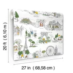 Rifle Paper Co. Travel Sketches - Yellow Wallpaper | Buy Online Rifle Paper Co. Travel Sketches wallpaper, color Yellow, SKU PSW1683RL