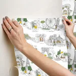 Rifle Paper Co. Travel Sketches - Yellow Wallpaper | Buy Online Rifle Paper Co. Travel Sketches wallpaper, color Yellow, SKU PSW1683RL