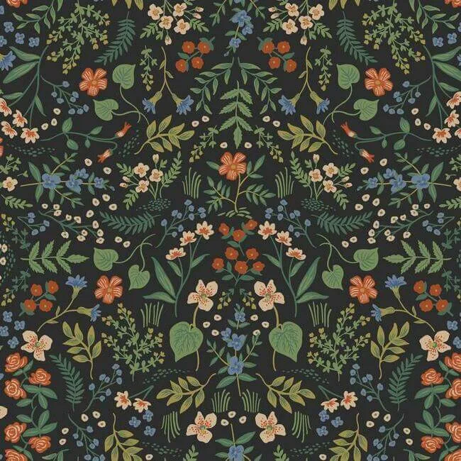 Rifle Paper Co. Wildwood wallpaper, color Black, SKU RI5158