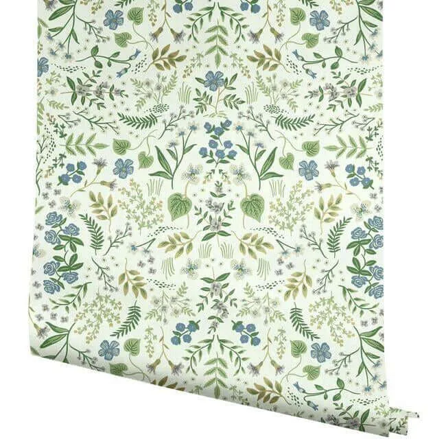 Rifle Paper Co. Wildwood wallpaper, color Blue & Green, SKU RI5155