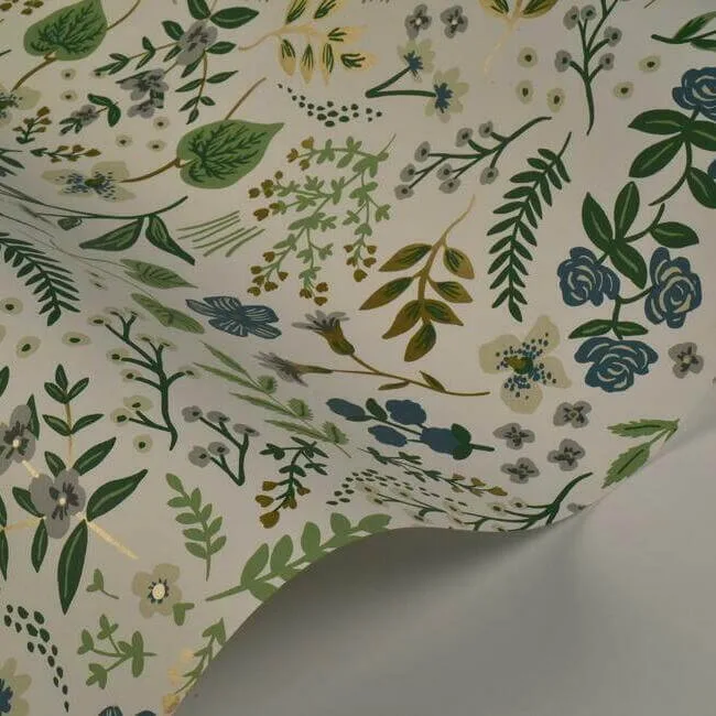 Rifle Paper Co. Wildwood wallpaper, color Blue & Green, SKU RI5155