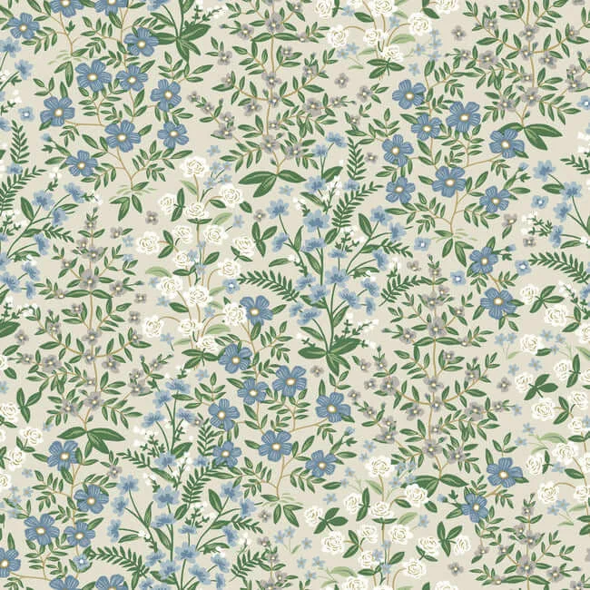 Rifle Paper Co. Wildwood Garden wallpaper, color Beige & Green, SKU RP7375