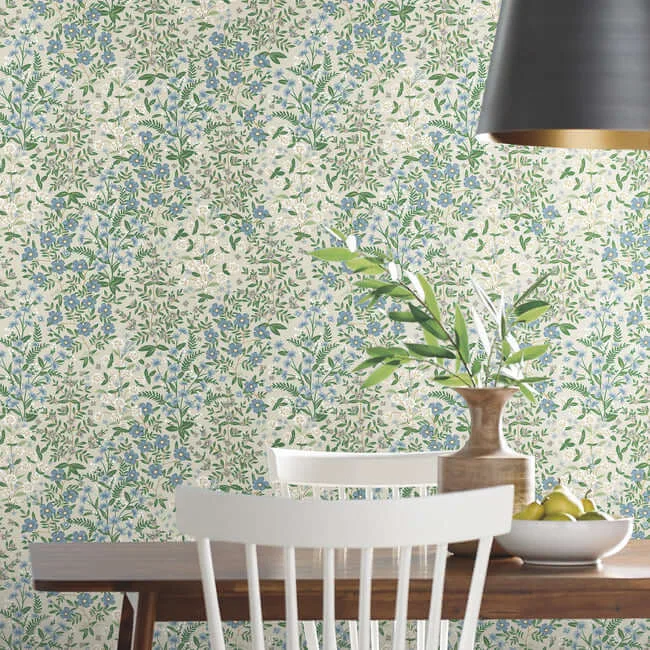 Rifle Paper Co. Wildwood Garden wallpaper, color Beige & Green, SKU RP7375