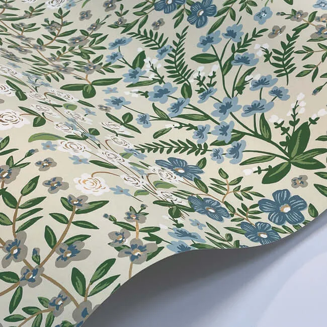 Rifle Paper Co. Wildwood Garden wallpaper, color Beige & Green, SKU RP7375