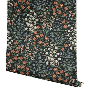 Rifle Paper Co. Wildwood Garden wallpaper, color Black & Red, SKU RP7378