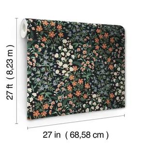 Rifle Paper Co. Wildwood Garden wallpaper, color Black & Red, SKU RP7378