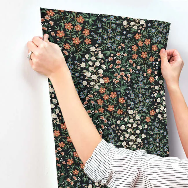 Rifle Paper Co. Wildwood Garden - Black & Red Wallpaper | Buy Online Rifle Paper Co. Wildwood Garden wallpaper, color Black & Red, SKU RP7378