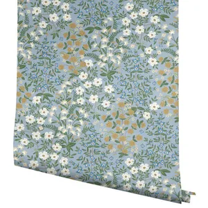 Rifle Paper Co. Wildwood Garden wallpaper, color Blue & White, SKU RP7379