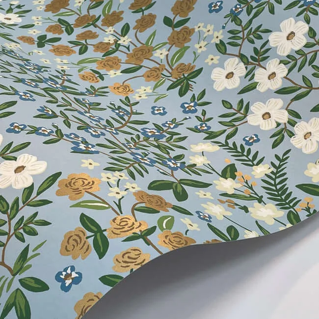 Rifle Paper Co. Wildwood Garden - Blue & White Wallpaper | Buy Online Rifle Paper Co. Wildwood Garden wallpaper, color Blue & White, SKU RP7379