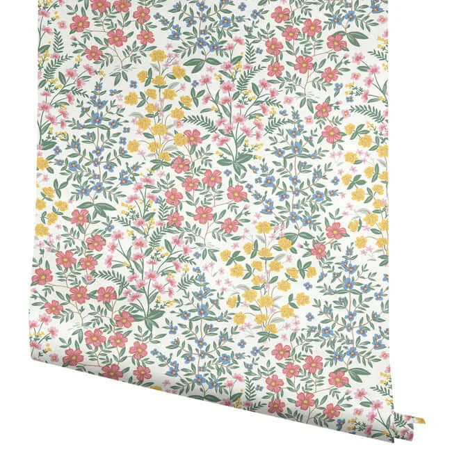 Rifle Paper Co. Wildwood Garden wallpaper, color White & Pink, SKU RP7377