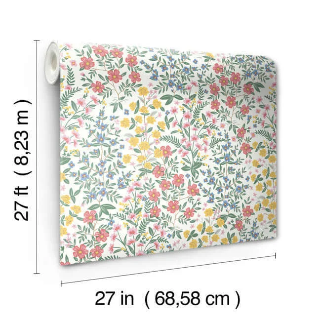 Rifle Paper Co. Wildwood Garden wallpaper, color White & Pink, SKU RP7377