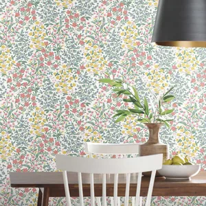 Rifle Paper Co. Wildwood Garden wallpaper, color White & Pink, SKU RP7377