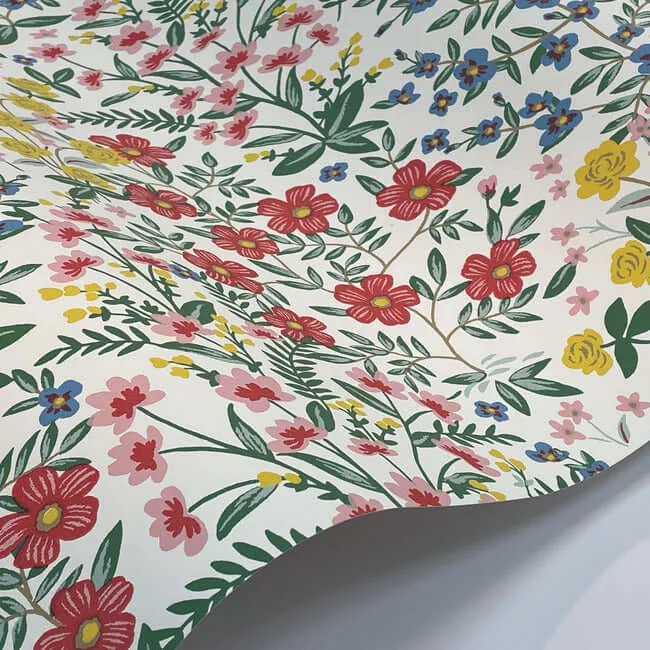 Rifle Paper Co. Wildwood Garden wallpaper, color White & Pink, SKU RP7377