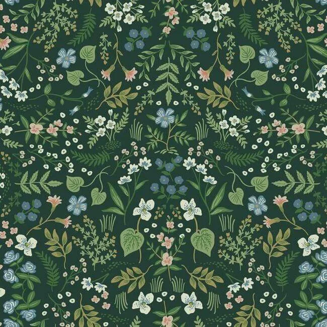 Rifle Paper Co. Wildwood wallpaper, color Hunter Green, SKU RI5156