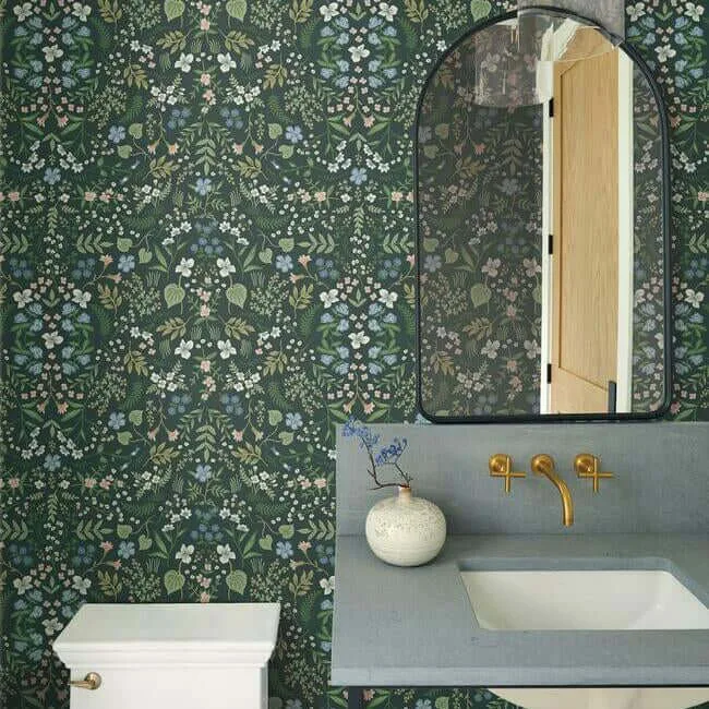Rifle Paper Co. Wildwood wallpaper, color Hunter Green, SKU RI5156