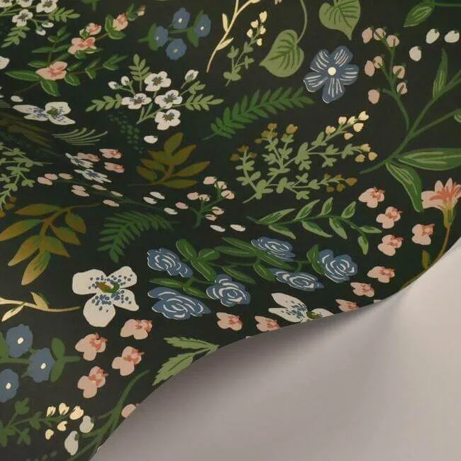 Rifle Paper Co. Wildwood - Hunter Green Wallpaper | Buy Online Rifle Paper Co. Wildwood wallpaper, color Hunter Green, SKU RI5156