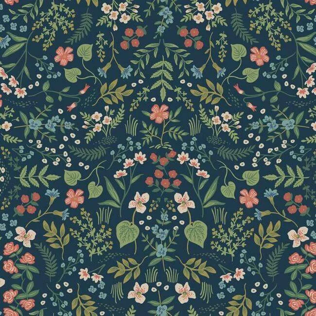 Rifle Paper Co. Wildwood wallpaper, color Navy, SKU RI5154