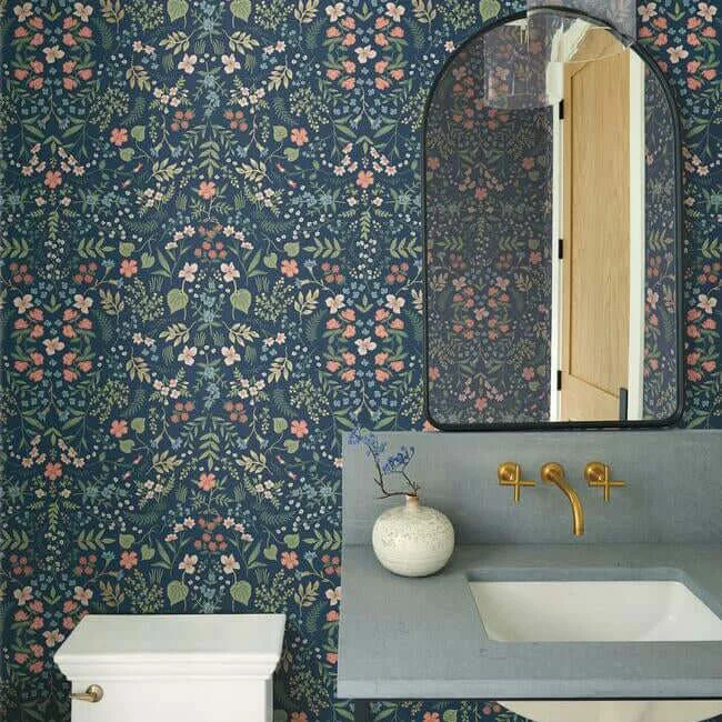 Rifle Paper Co. Wildwood wallpaper, color Navy, SKU RI5154