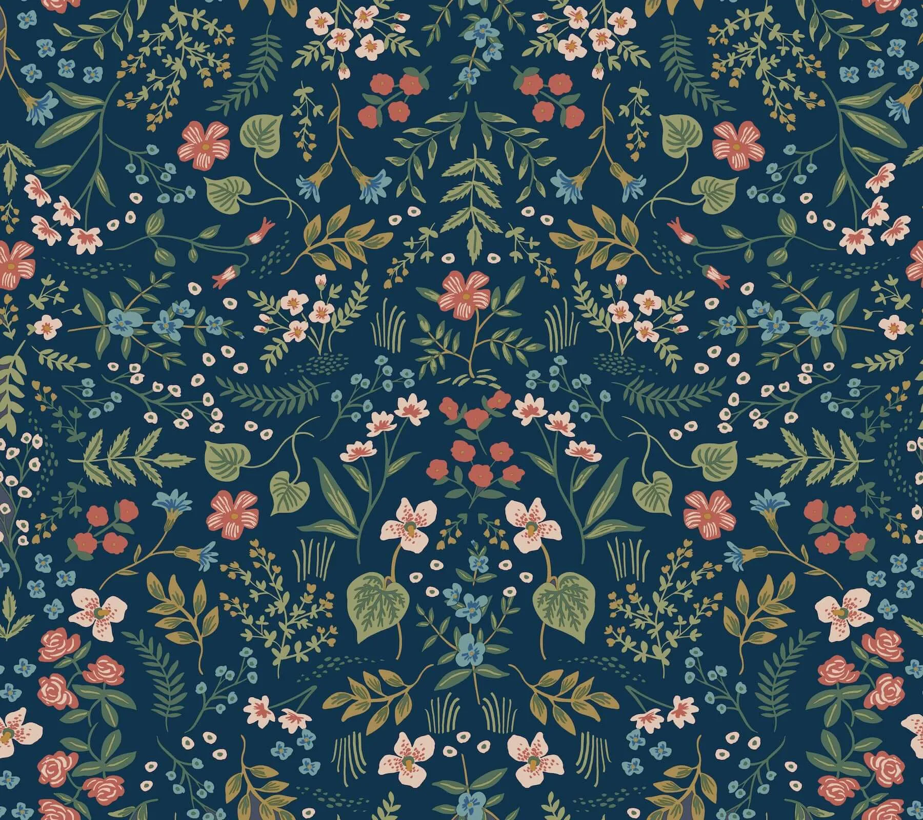 Rifle Paper Co. Wildwood wallpaper, color Navy, SKU PSW1622RL