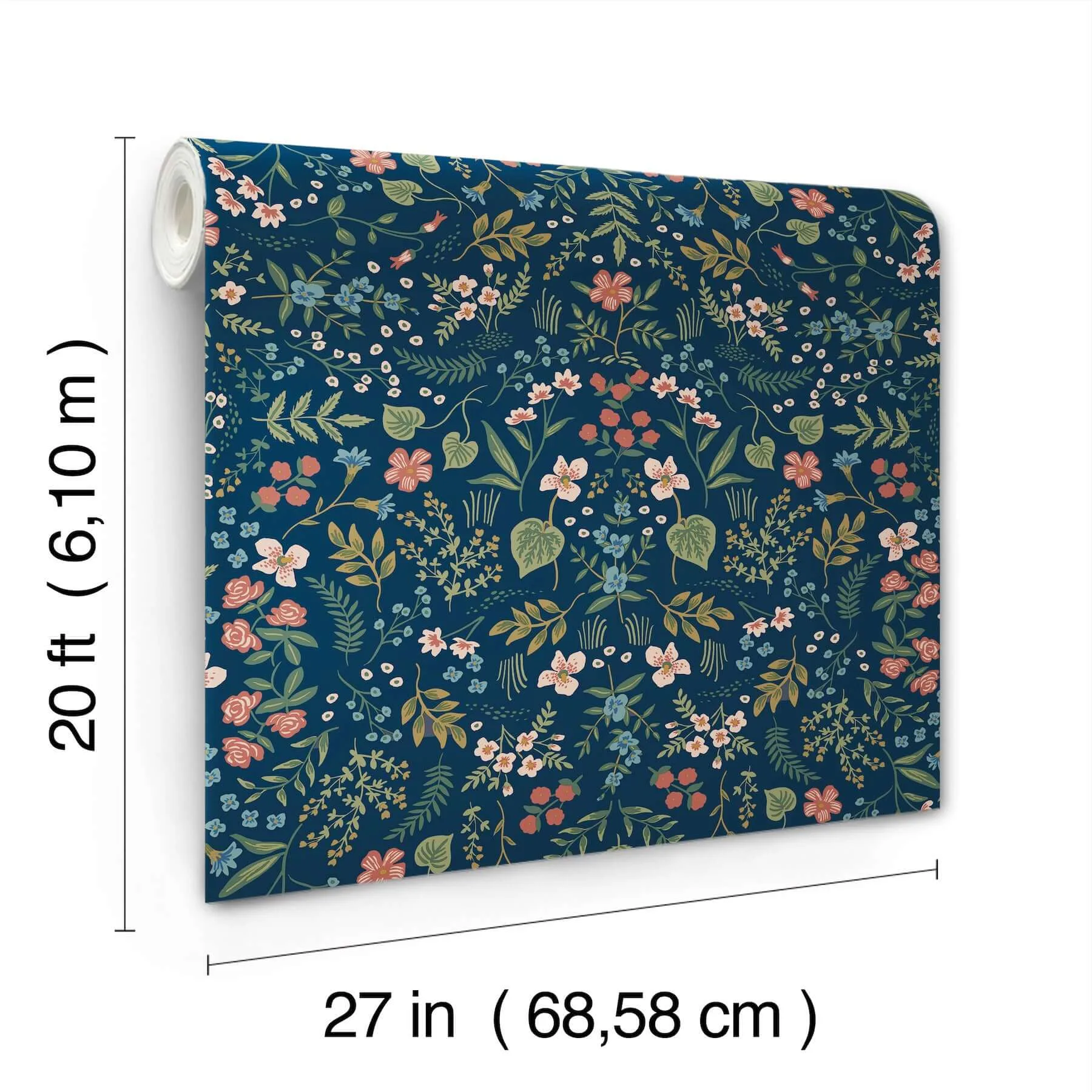 Rifle Paper Co. Wildwood - Navy Wallpaper | Buy Online Rifle Paper Co. Wildwood wallpaper, color Navy, SKU PSW1622RL